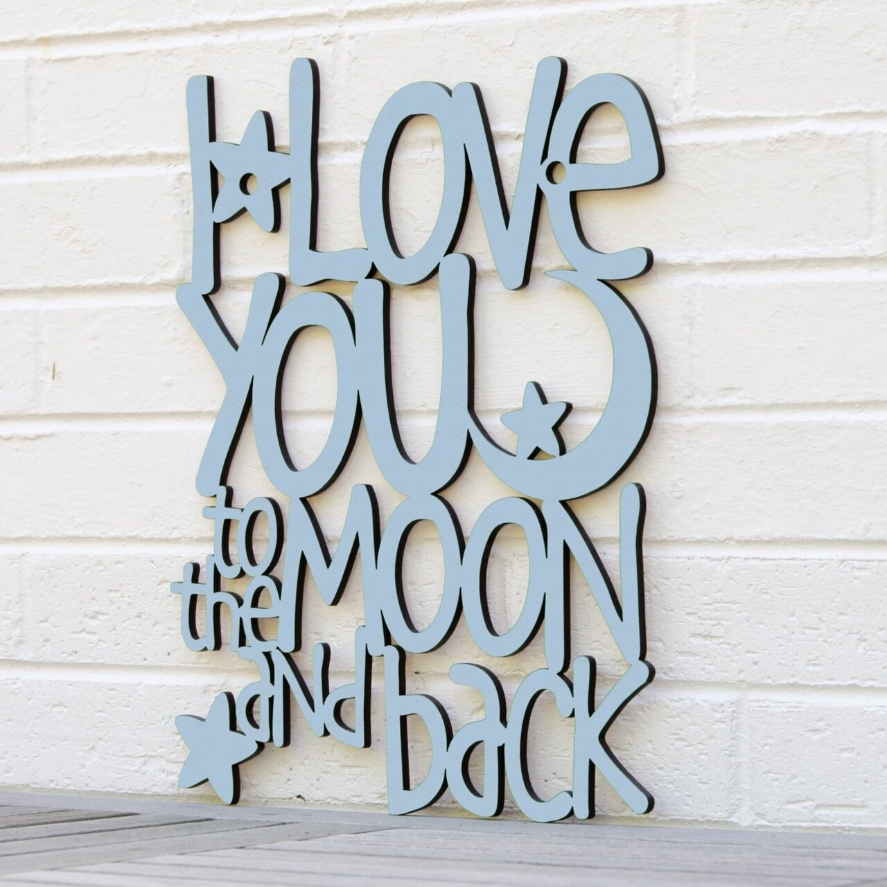 Spunky Fluff I Love You to the Moon &#x26; Back, Wood Nursery Wall Decor